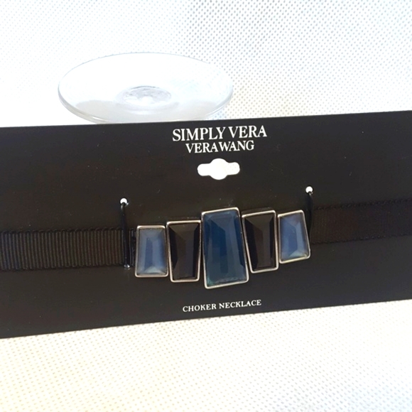 Simply Vera Vera Wang Jewelry - New Vera wang black & blue crystal ribbon choker